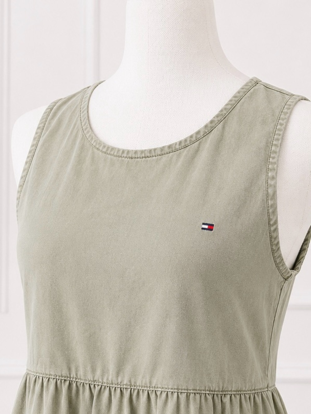 Tommy Hilfiger Olive Sleeveless Tiered Mini Dress - Picture 4 of 6